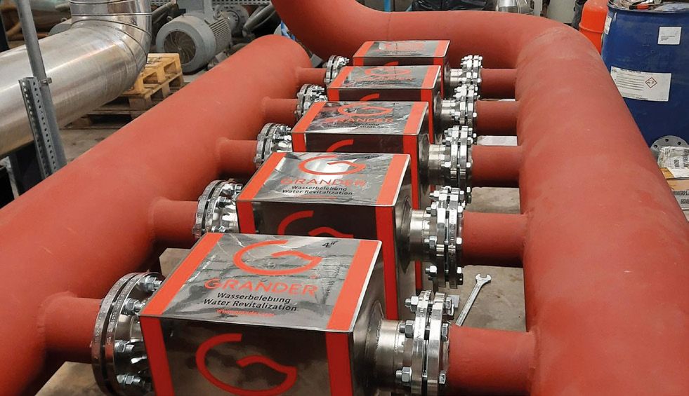 GRANDER units installed on a process water circuit